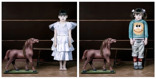 Line. Diptych A Girl with horse. 2011